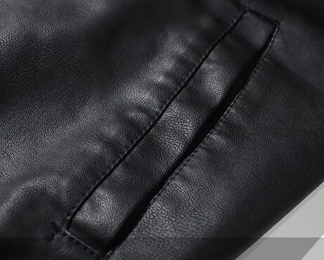 メンズ 黒 ファッション メンズ黒合成皮革フード付きジャケット