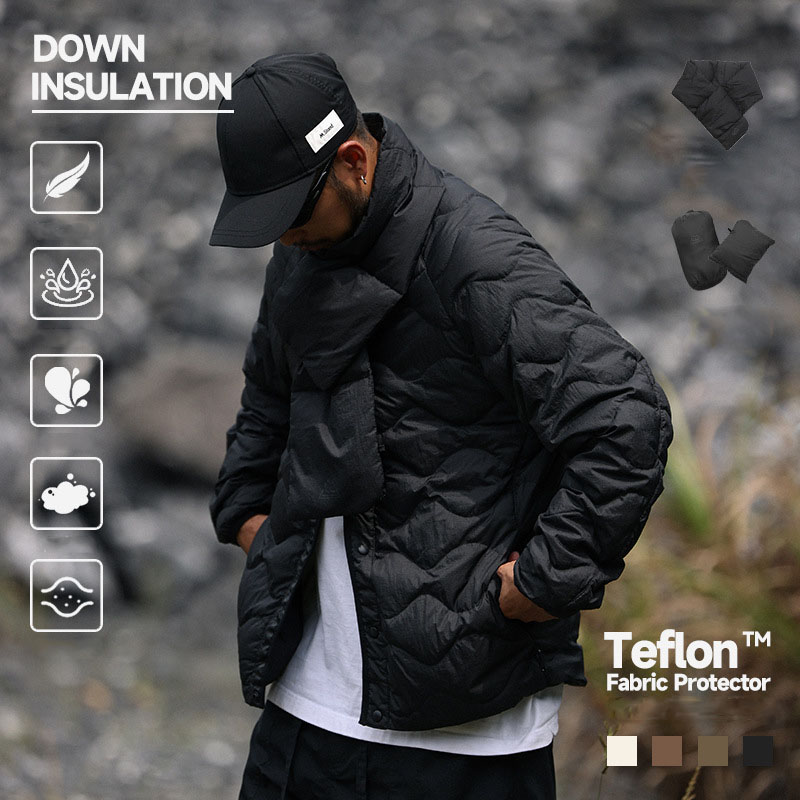 メンズ 黒 ファッション メンズ 黒 中綿ジャケット 防寒アウター 秋冬