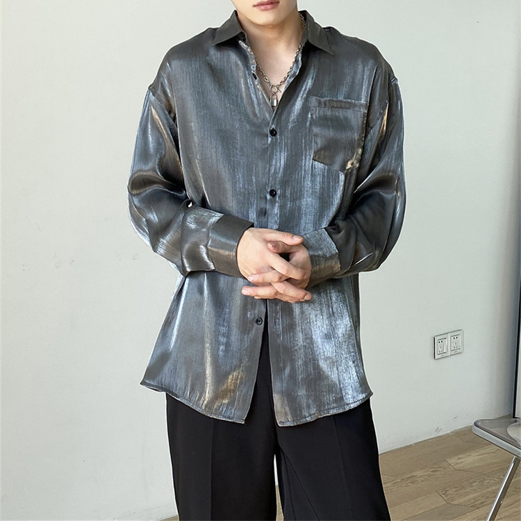 メンズ 黒 ファッション メンズ 薄手 長袖シャツ ゆったり 夏用 新品