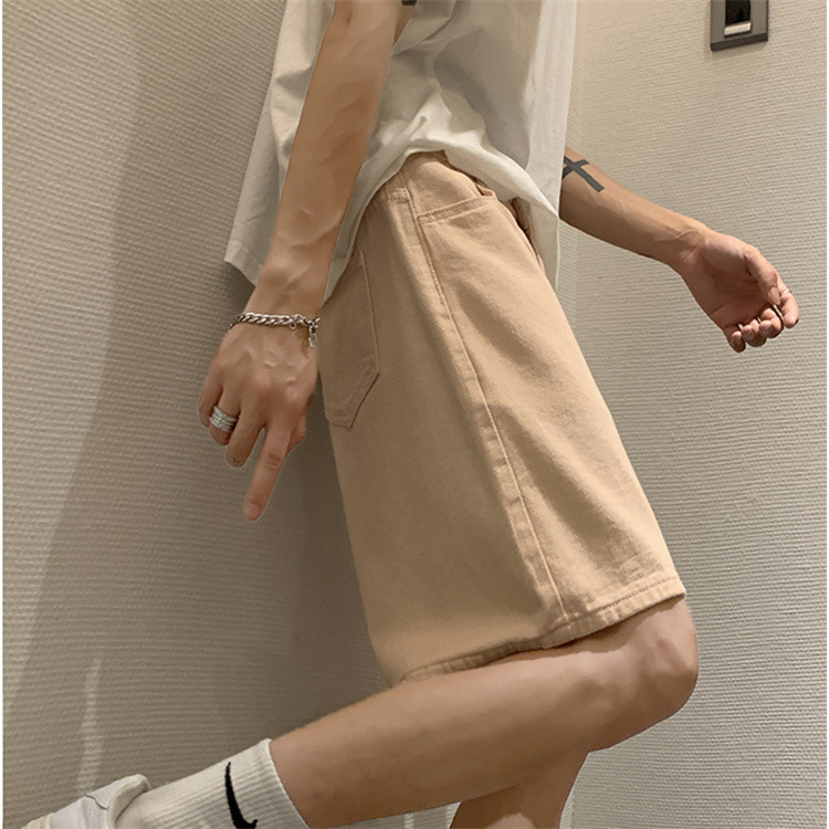 メンズ 黒 ファッション メンズ黒デニムショートパンツゆったりストレート