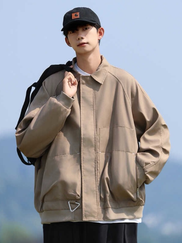 メンズ 黒 ファッション メンズ黒ワークジャケット ゆったりシルエット