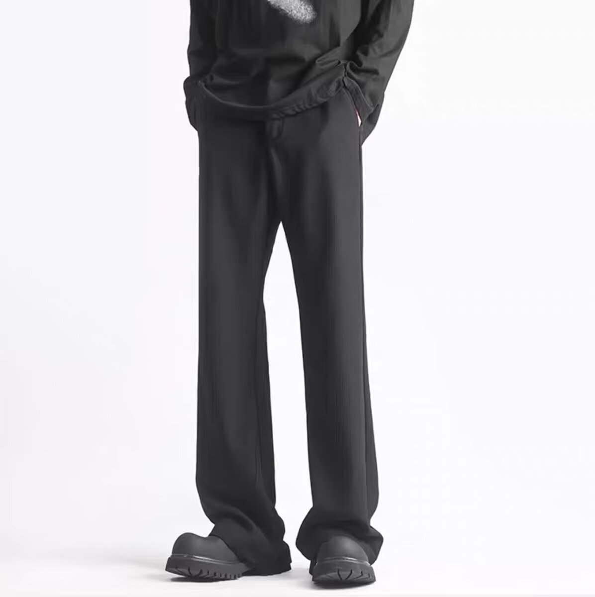 メンズ 黒 ファッション モードシルエット ワイドパンツ