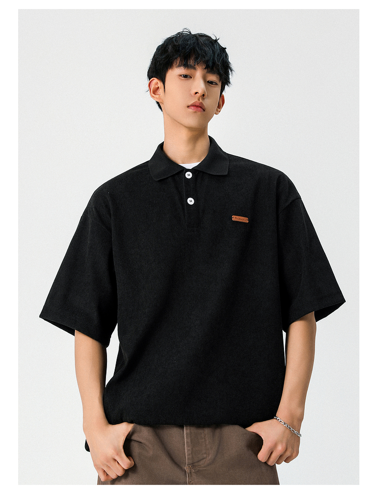 メンズ 黒 ファッション シンプル上質ポロシャツ