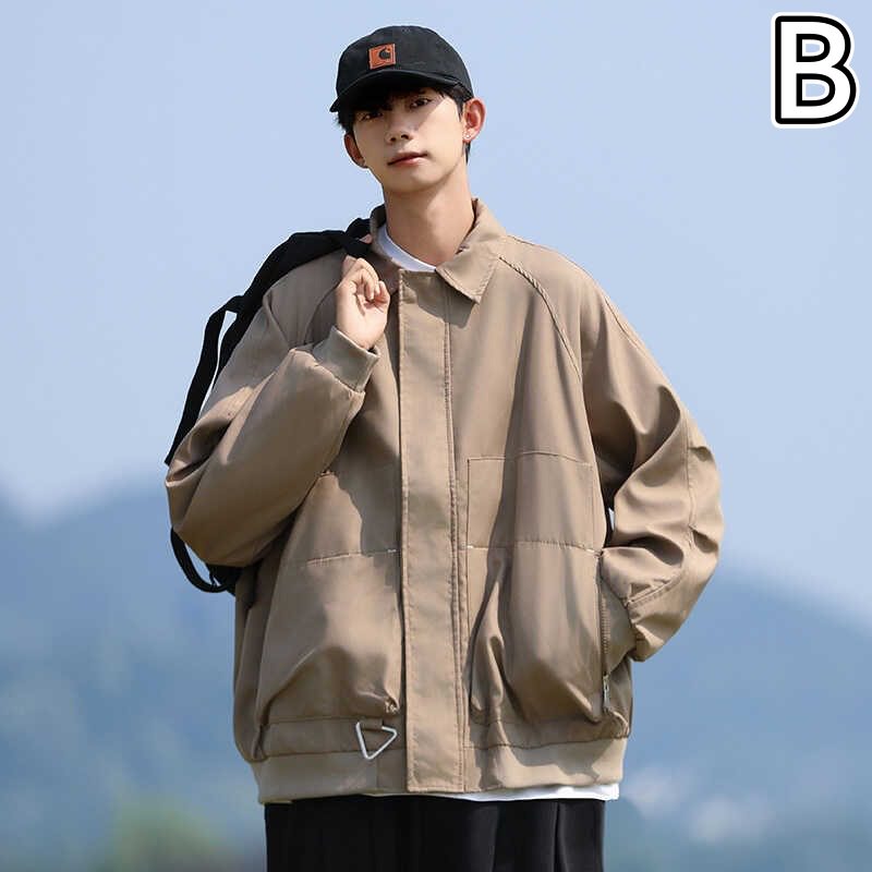 メンズ 黒 ファッション メンズ黒ワークジャケット ゆったりシルエット