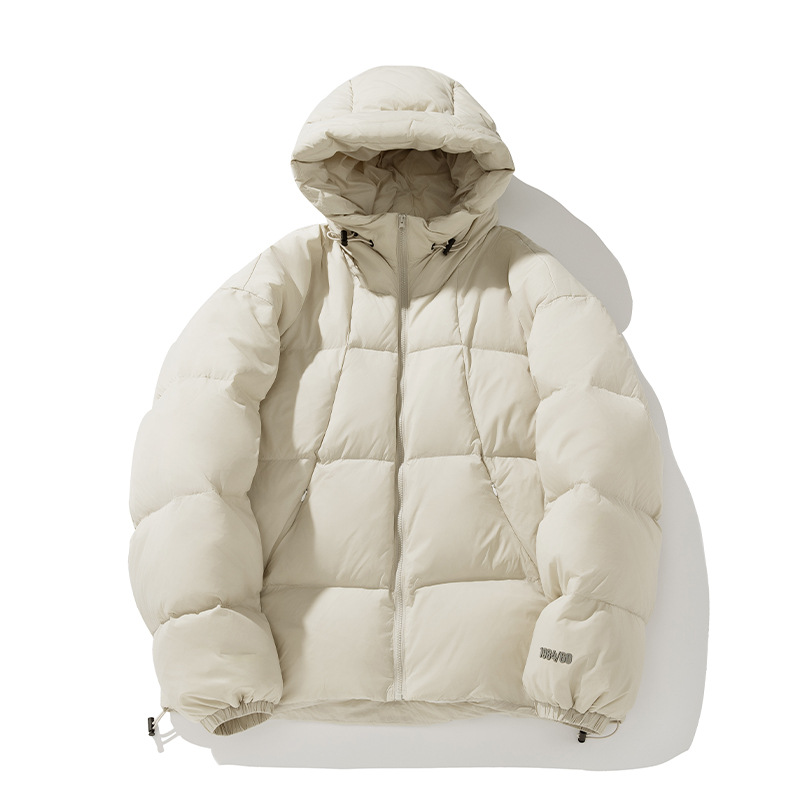 メンズ 黒 ファッション メンズ防滴ダウンジャケット フード付きフェザー入り秋冬アウター