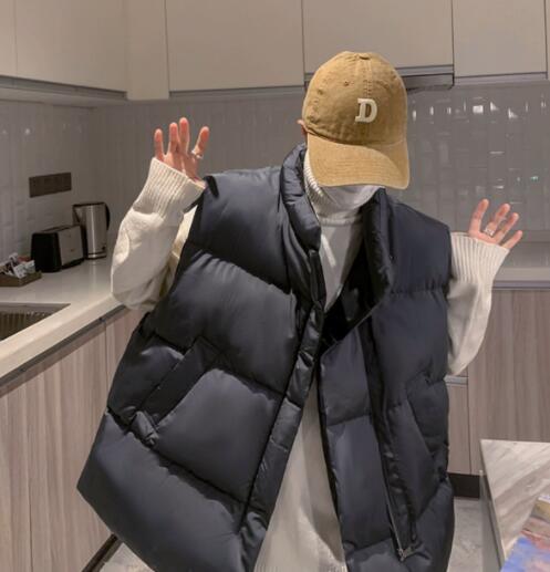 メンズ 黒 ファッション 秋冬メンズ中綿ダウンベスト黒