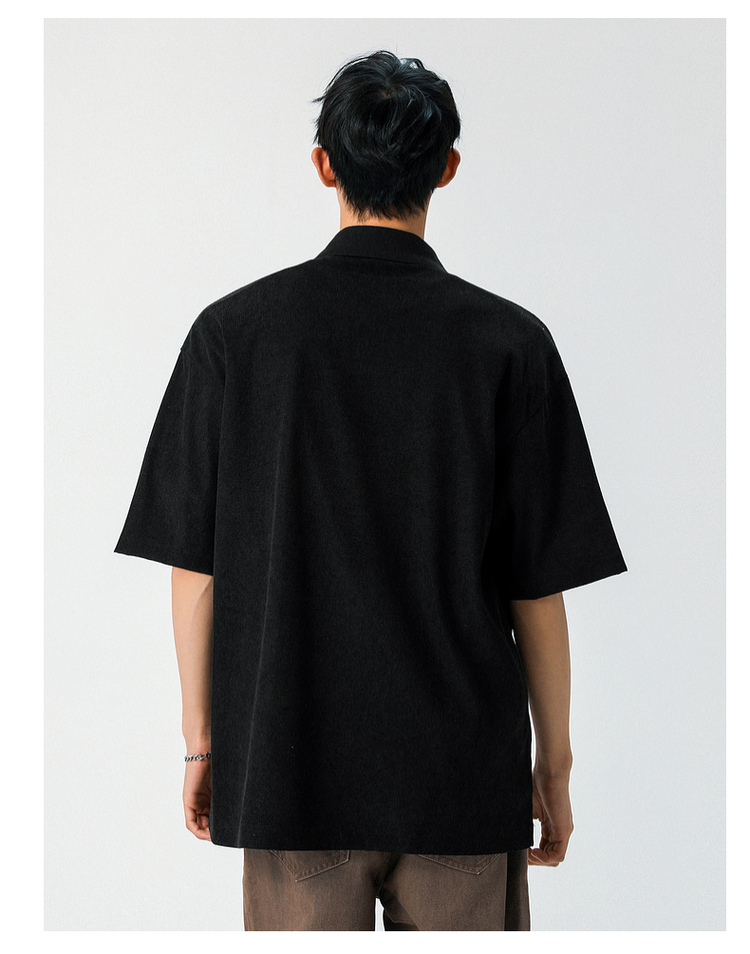 メンズ 黒 ファッション シンプル上質ポロシャツ