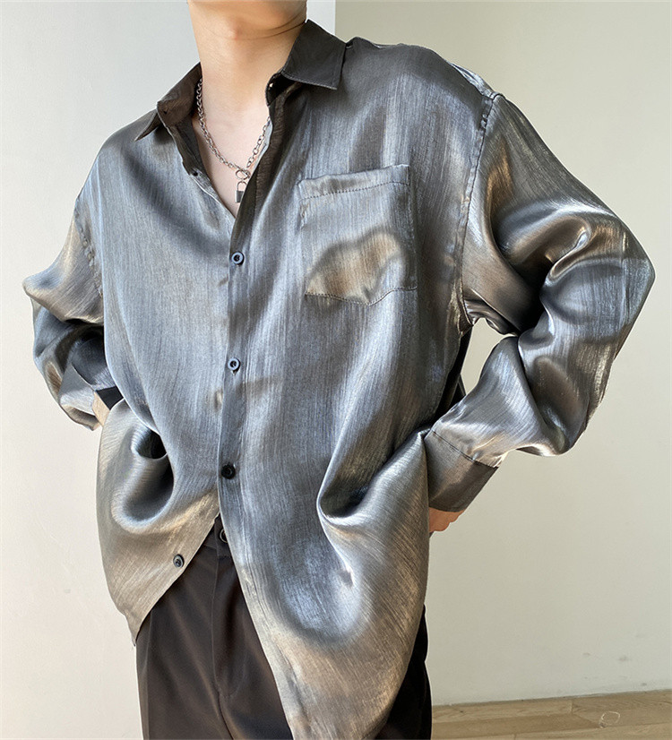 メンズ 黒 ファッション メンズ 薄手 長袖シャツ ゆったり 夏用 新品