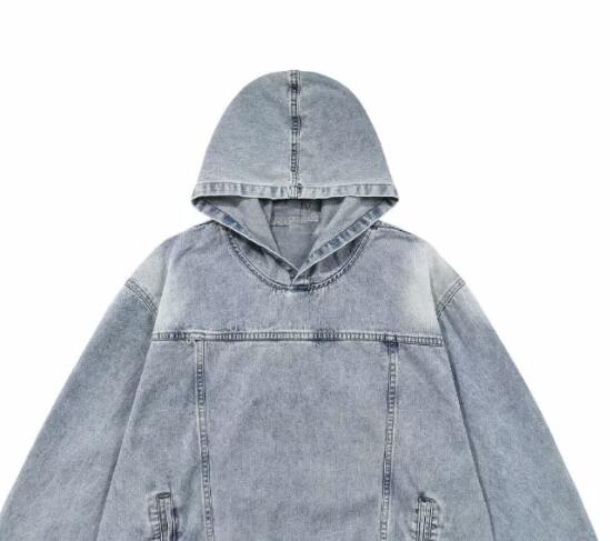 メンズ 黒 ファッション 春秋メンズデニムパーカー重ね着風
