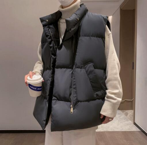 メンズ 黒 ファッション 秋冬メンズ中綿ダウンベスト黒