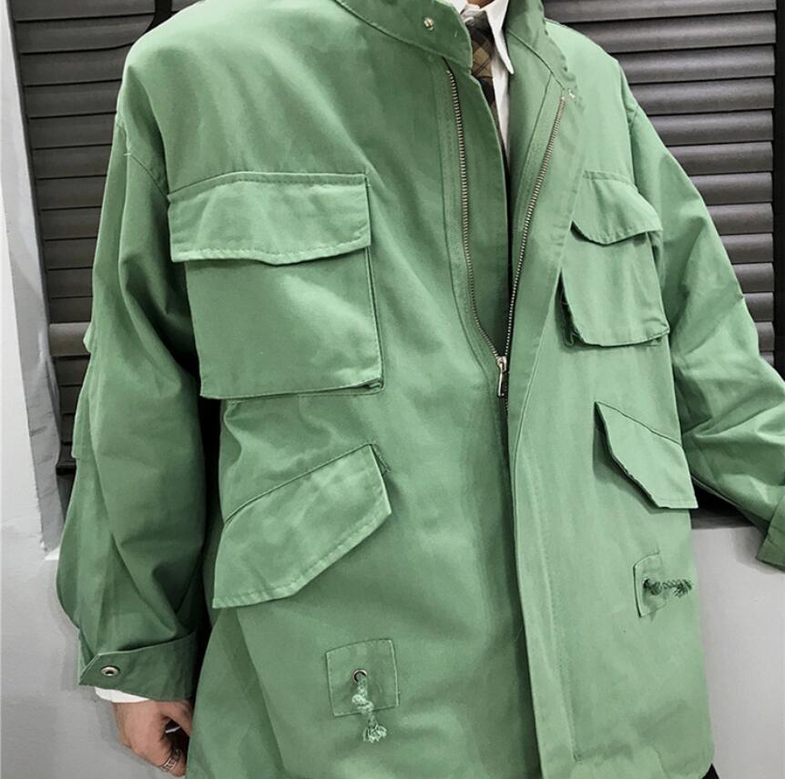 メンズ 黒 ファッション 秋冬メンズ黒ジャケット長袖ポケット付きコート