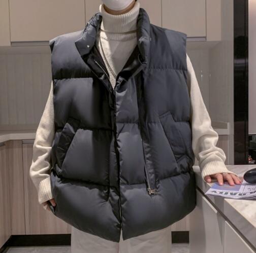 メンズ 黒 ファッション 秋冬メンズ中綿ダウンベスト黒