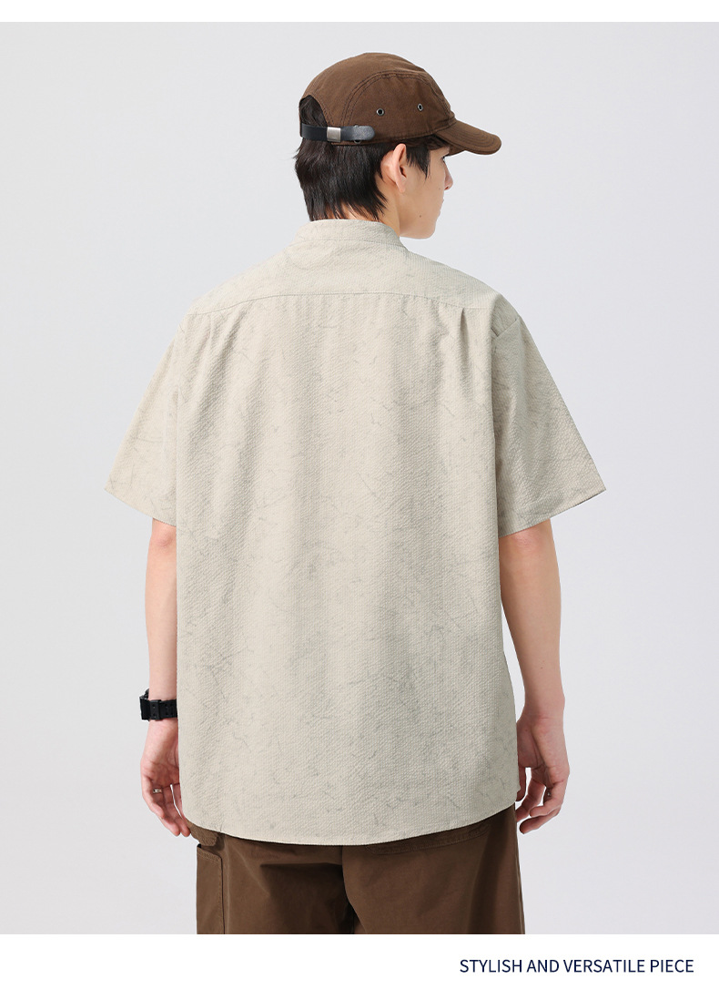 メンズ 黒 ファッション メンズ ヘンリーネック半袖シャツ 黒 カジュアル 通気性抜群 全三色