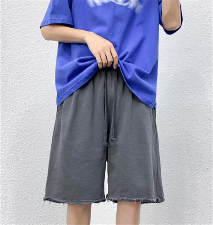 メンズ 黒 ファッション 夏用黒デニムハーフパンツ メンズゆったりワイド五分丈