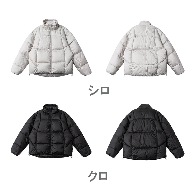 メンズ 黒 ファッション メンズ中綿ダウンジャケット黒系防寒アウター秋冬