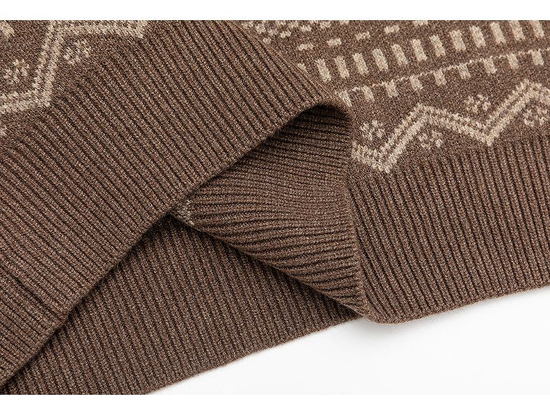 メンズ 黒 ファッション メンズ長袖ニットセーター 幾何学柄 黒グレー 秋冬新作