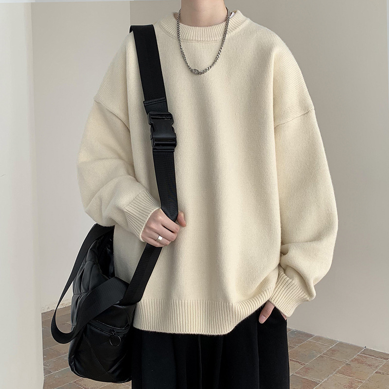 メンズ 黒 ファッション シンプル重ね着風ゆったりスウェット