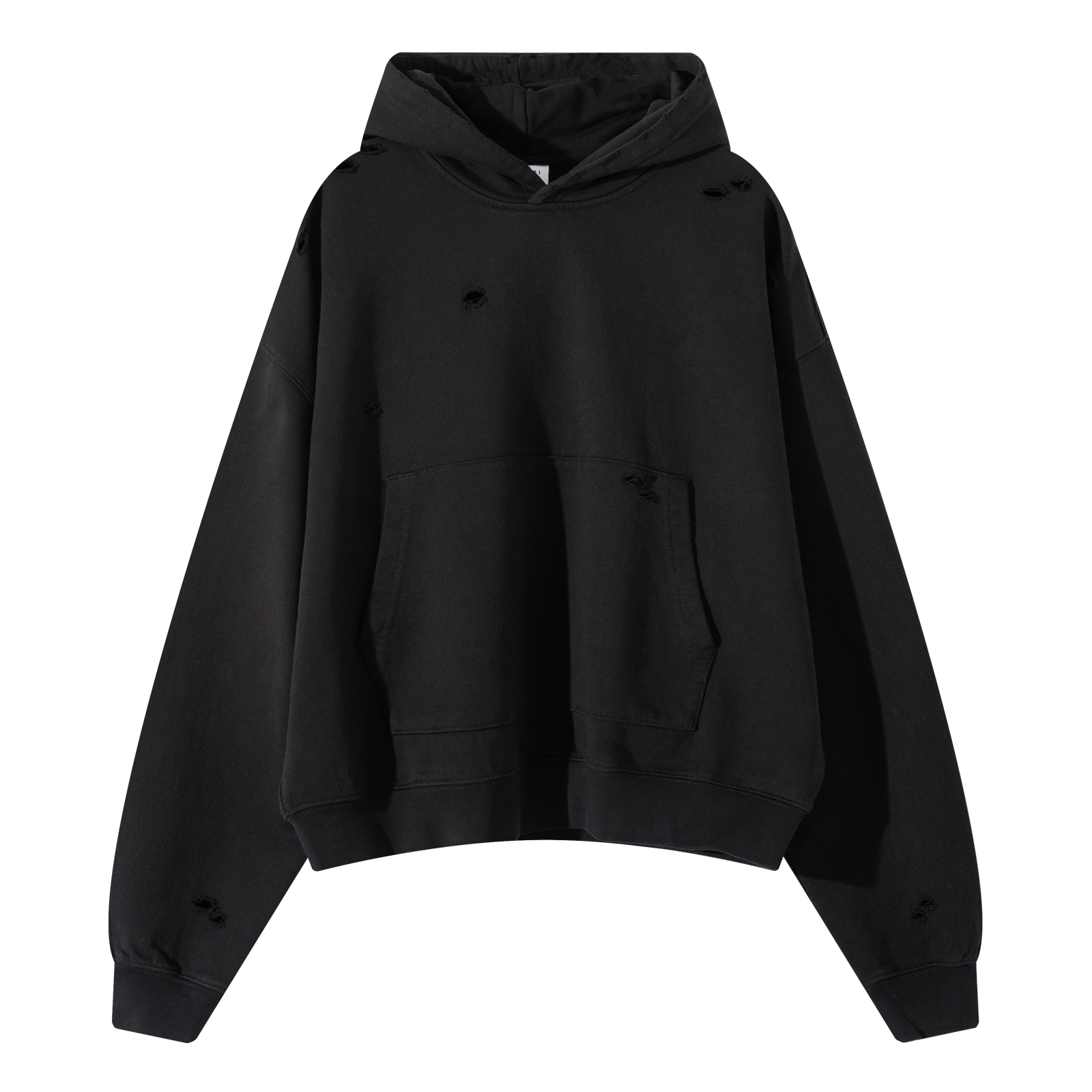 メンズ黒ファッション パーカー スタイリッシュ立体裁断パーカー