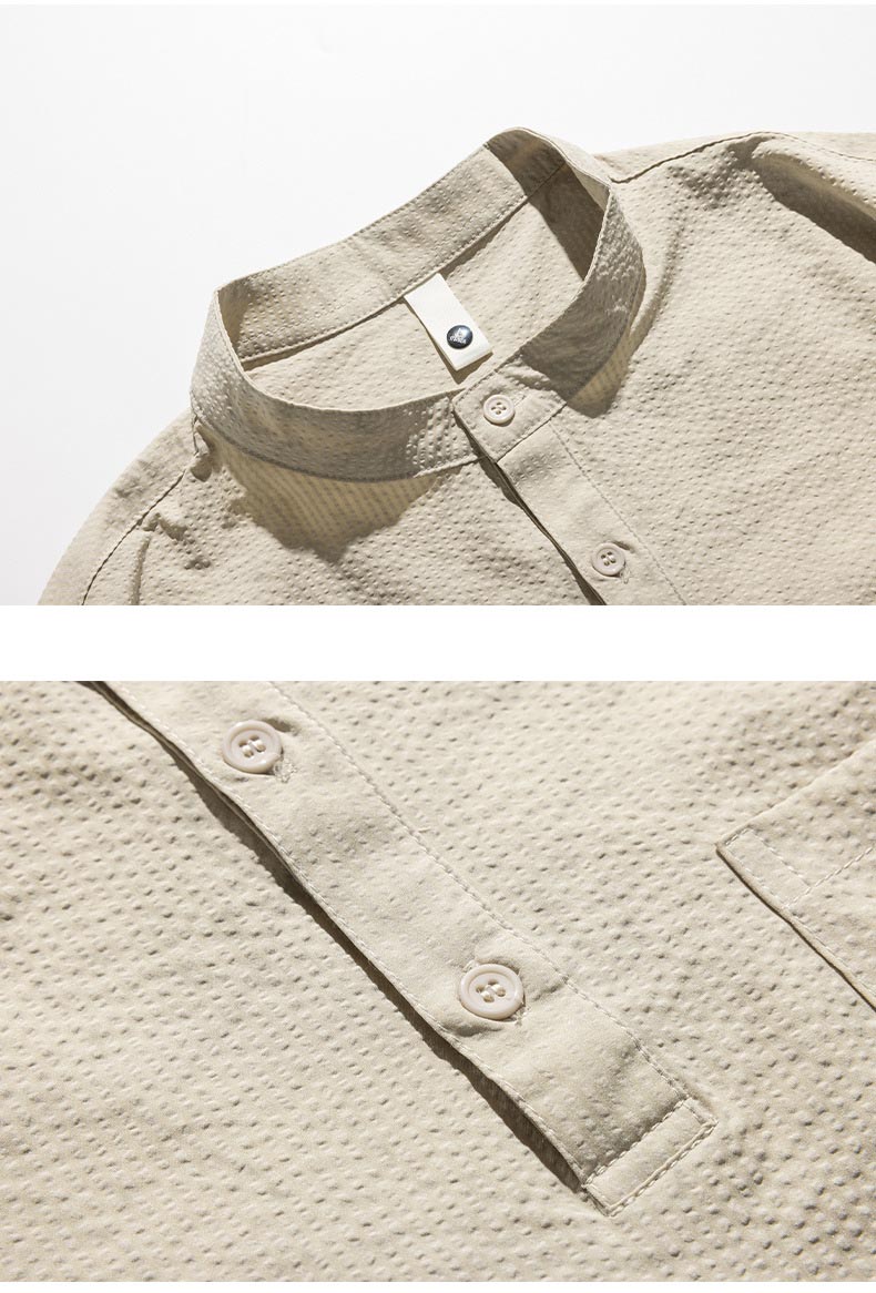 メンズ 黒 ファッション メンズ ヘンリーネック半袖シャツ 黒 カジュアル 通気性抜群 全三色