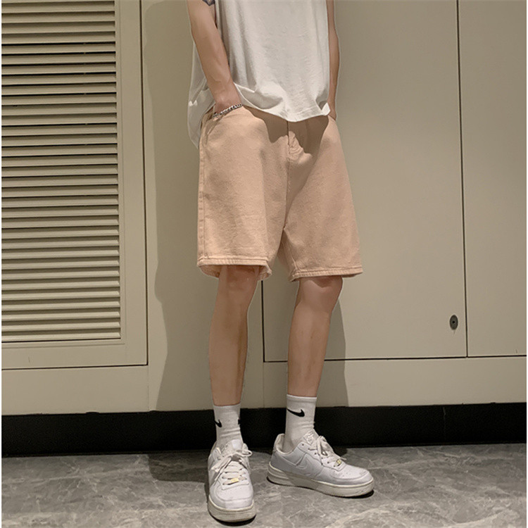 メンズ 黒 ファッション メンズ黒デニムショートパンツゆったりストレート