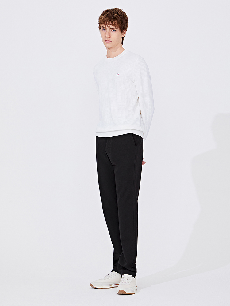 メンズ 黒 ファッション パンツ すっきりとしたシルエットのスラックス