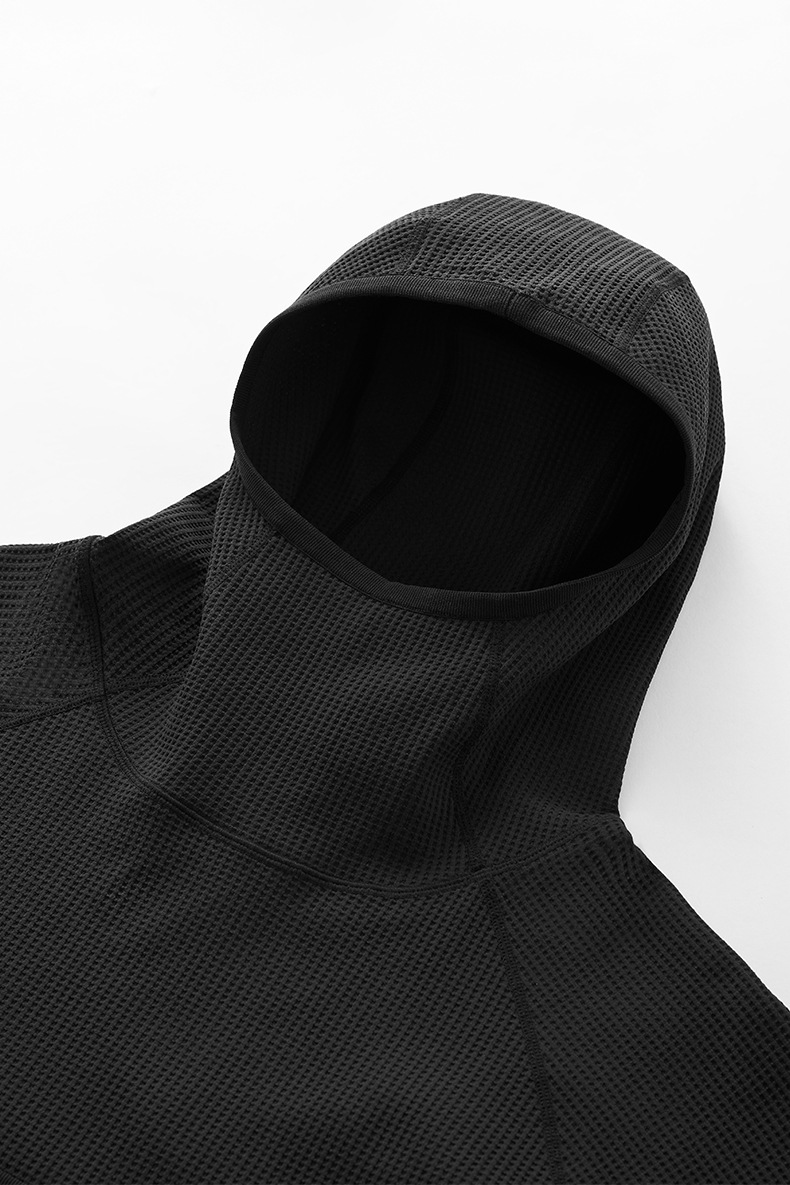 メンズ 黒 ファッション メンズ 秋新作 ワッフル編みスウェット 高伸縮速乾 黒 トップス