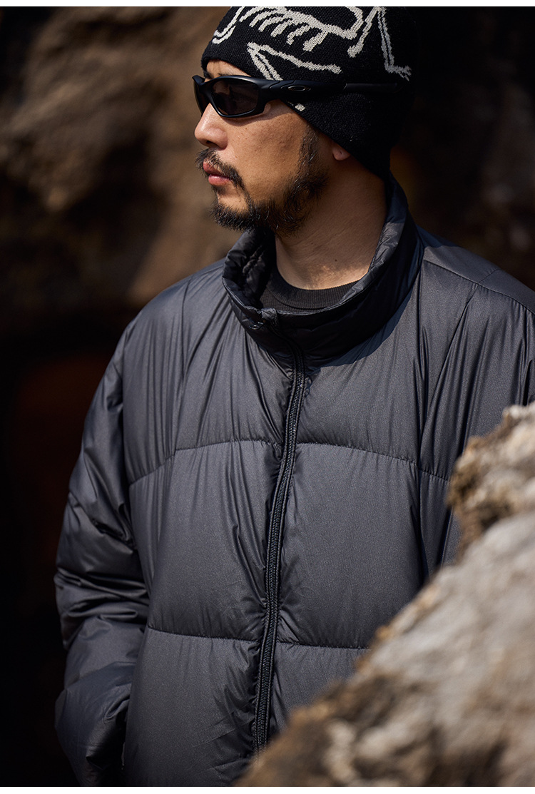 メンズ 黒 ファッション メンズ中綿ダウンジャケット黒系防寒アウター秋冬