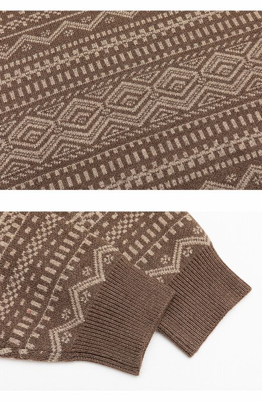 メンズ 黒 ファッション メンズ長袖ニットセーター 幾何学柄 黒グレー 秋冬新作