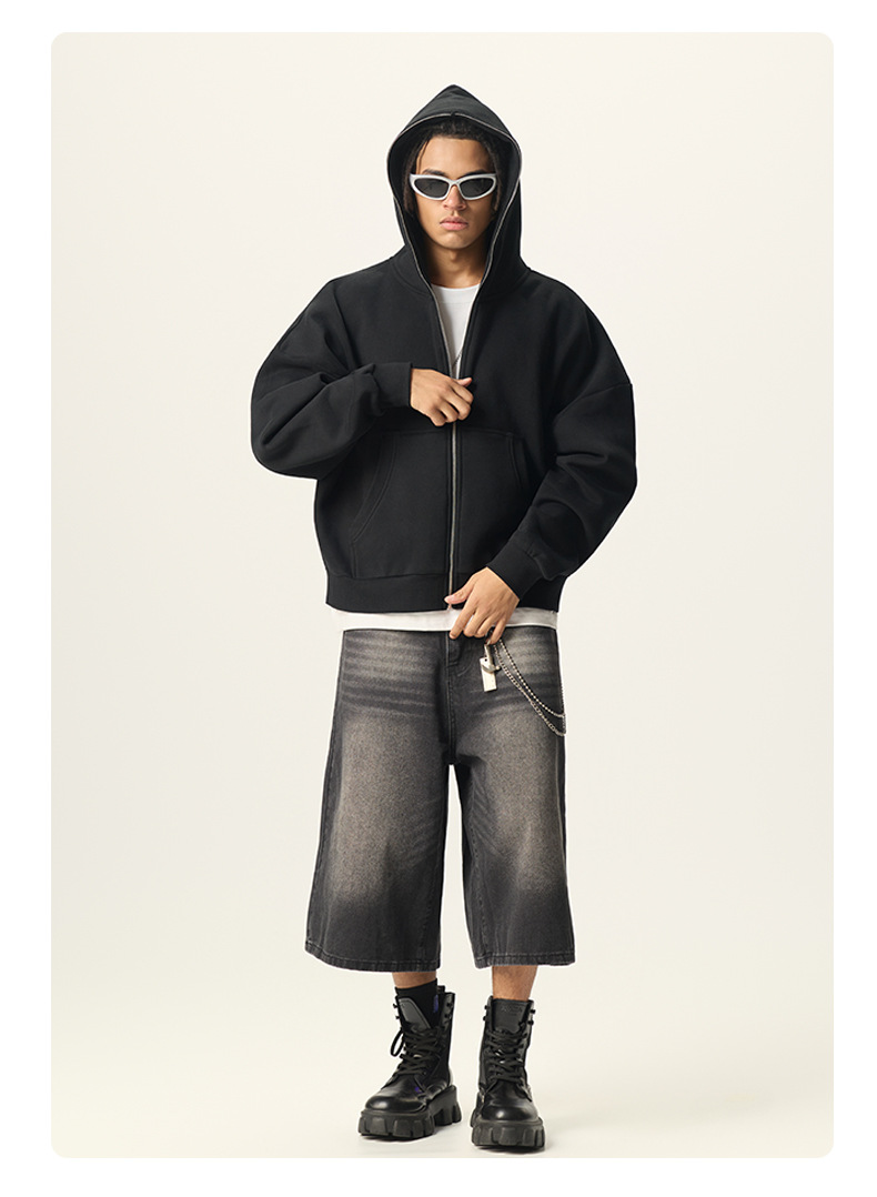 メンズ 黒 ファッション 厚手裏起毛ジップアップパーカー黒メンズ防寒