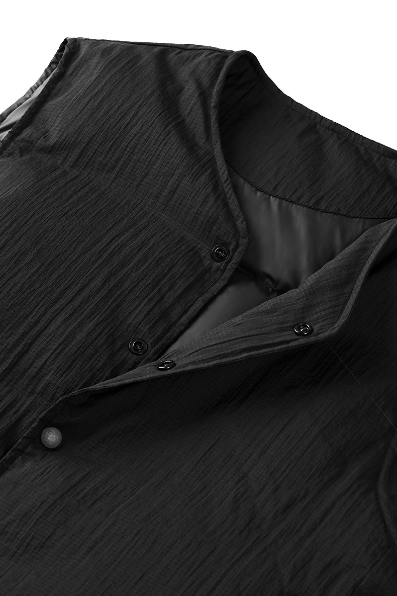 メンズ 黒 ファッション メンズ黒軽量ダウンベスト薄手コンパクト収納