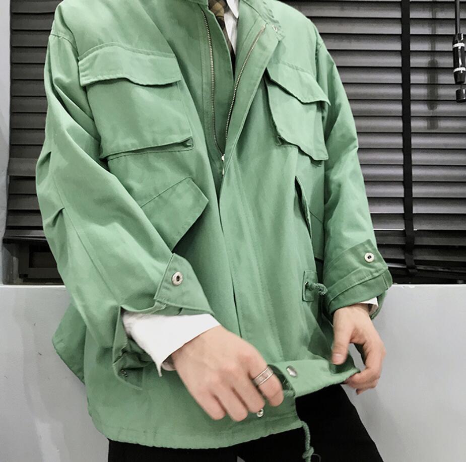 メンズ 黒 ファッション 秋冬メンズ黒ジャケット長袖ポケット付きコート