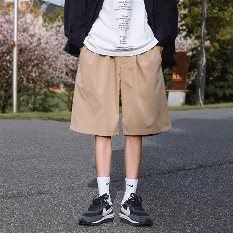 メンズ 黒 ファッション 黒色ゆったり半パン夏用速乾薄手メンズショーツ