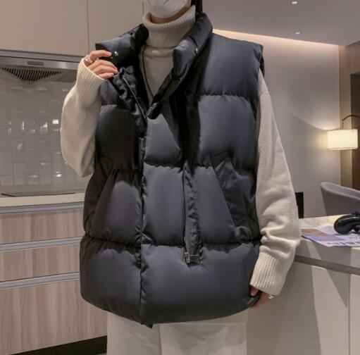 メンズ 黒 ファッション 秋冬メンズ中綿ダウンベスト黒