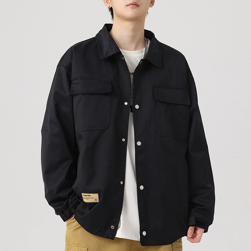 メンズ 黒 ファッション 現代工装ワークジャケット