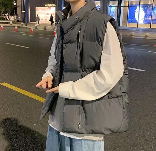 メンズ 黒 ファッション 秋冬メンズ黒ダウンベスト防寒アウター