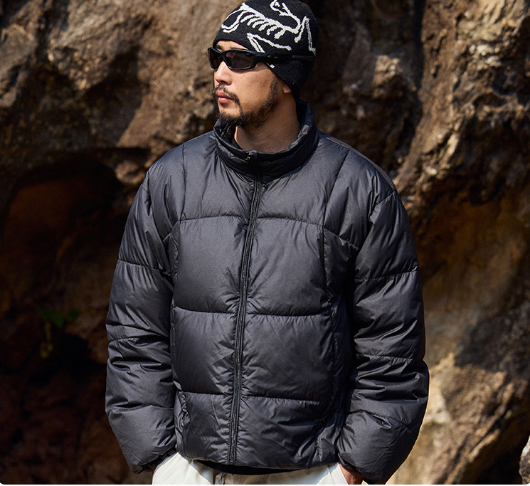 メンズ 黒 ファッション メンズ中綿ダウンジャケット黒系防寒アウター秋冬