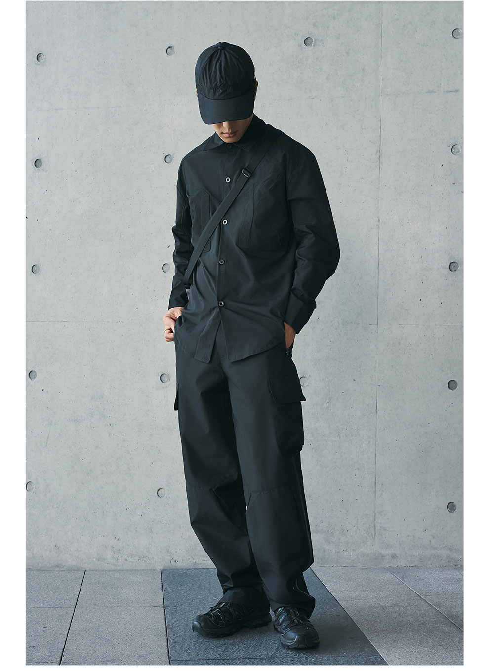メンズ 黒 ファッション アーバンポケットデザインシャツ