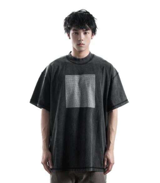 メンズ 黒 ファッション メンズ 黒 半袖 グラフィック 綿 Tシャツ カジュアル