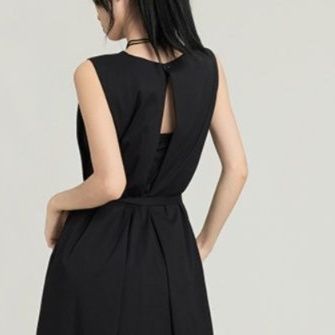 黒ドレス ロング ノースリーブ リボン ロングワンピース