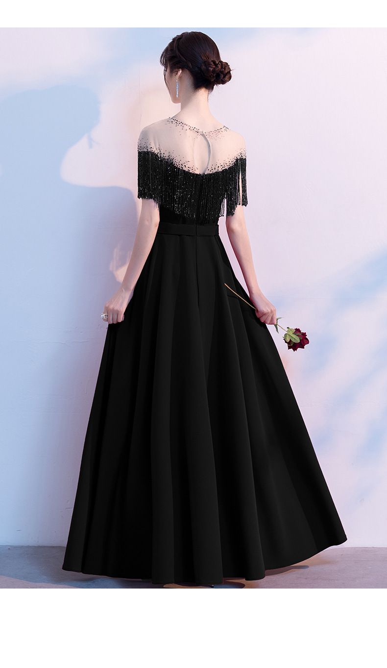 黒ドレス ロング フリンジドレス