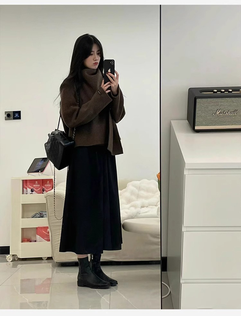 黒ドレス ロング シンプル 上品 ワンピース 長袖