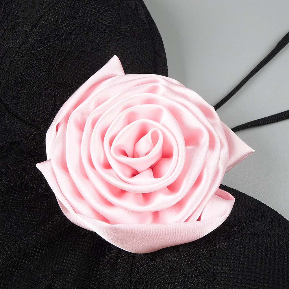 黒ドレス ロング丈 薔薇飾りマーメイドロングドレス