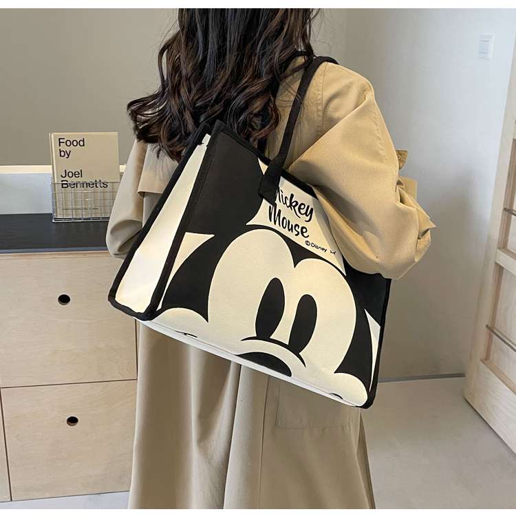 旅行バッグ ミッキーマウス顔柄トートバッグ