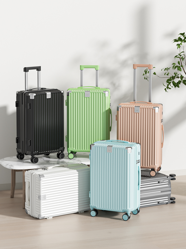 旅行バッグ 多機能充電口付き縦溝デザインキャリーケース