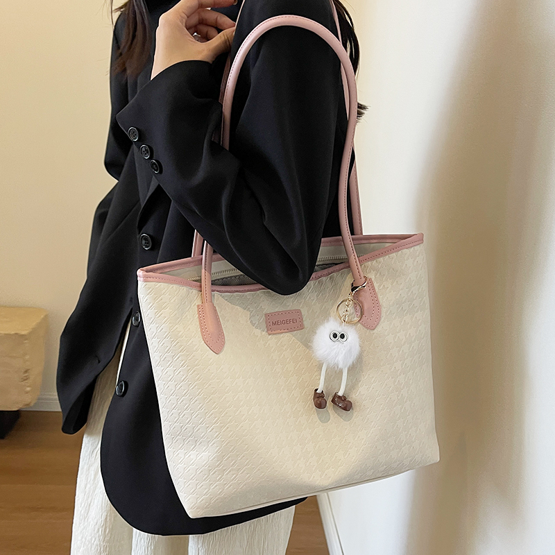 旅行バッグ 上品な市松模様トートバッグ