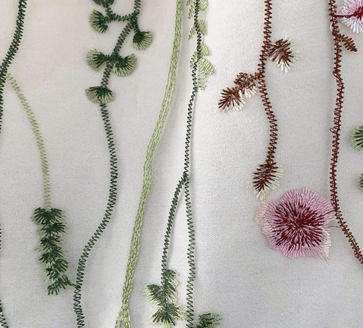 旅行バッグ 草花刺繍のエコバッグ