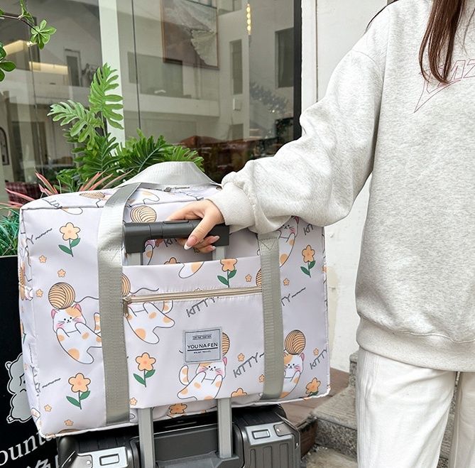 旅行バッグ ねこ柄かわいい大容量折りたたみボストンバッグ