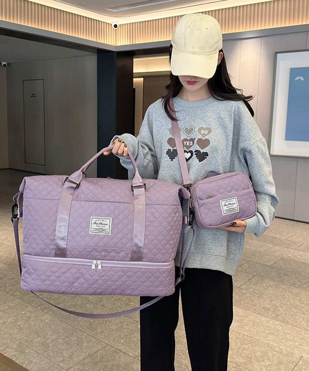 旅行バッグ 大容量ボストンバッグとショルダーバッグの二点組み