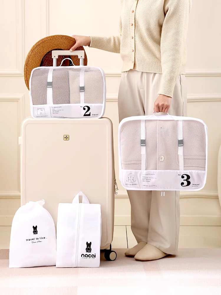 旅行バッグ 収納ポーチ付き大容量キャリーケース五点セット