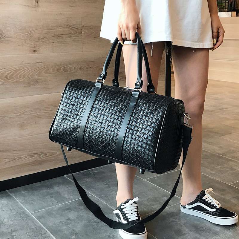 旅行バッグ 編み込みデザインボストンバッグ